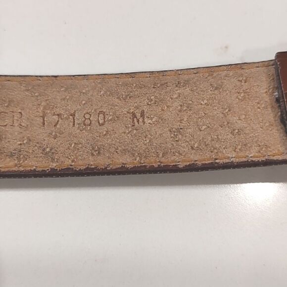 Leather Patchwork Reptile and Croc Embossed Belt Goldtone Buckle Size M - Picture 4 of 13